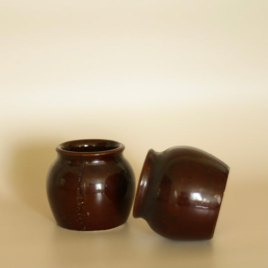 Vintage Mini Stoneware Pots - Set of 2