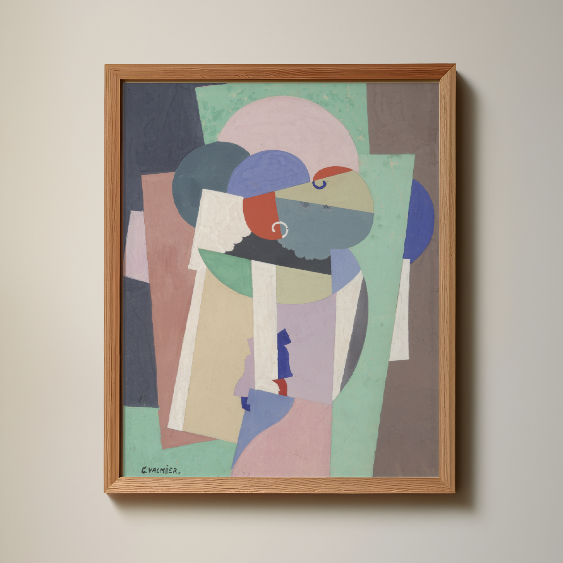 Composition (No. 7888) by Georges Valmier. Colorful, abstract, geometric, modern, contemporary art print. Pink, blue, mauve, sage art print. 